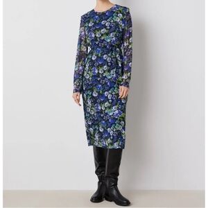 Floral Long Sleeve Dress - Blue and Green